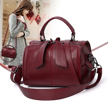 

Women's high quality leather Boston bag shoulder strap lady's handbag crossbody bag tote bag