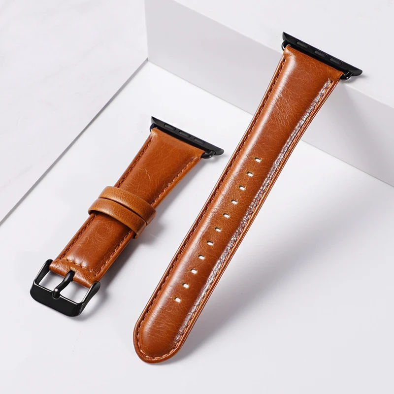 

Genuine leather loop strap for apple watch series 6/5/4/3/2/1 44mm40mm42mm38mm leather watchband for iwatch bracelet accessories