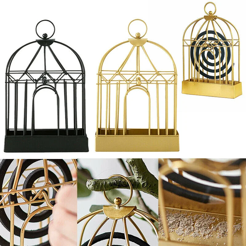 

Nordic Style Metal Art Birdcage Shape Mosquito Coil Holder Incense Holder Summer Day Repellent Mosquito Repellent 2 Colors