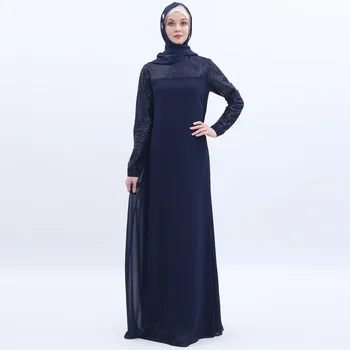 

Dubai Muslim Abaya Women Sequin Long Sleeve Maxi Hijab Dress Islamic Clothing Big Swing A-line Dress Kimono Jubah Long Robe