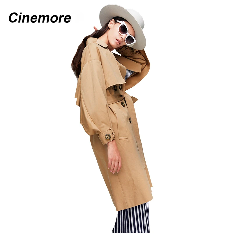 CINEMORE 2021 осенний плащ верхняя одежда из хлопка с длинными свободные пояса Модные
