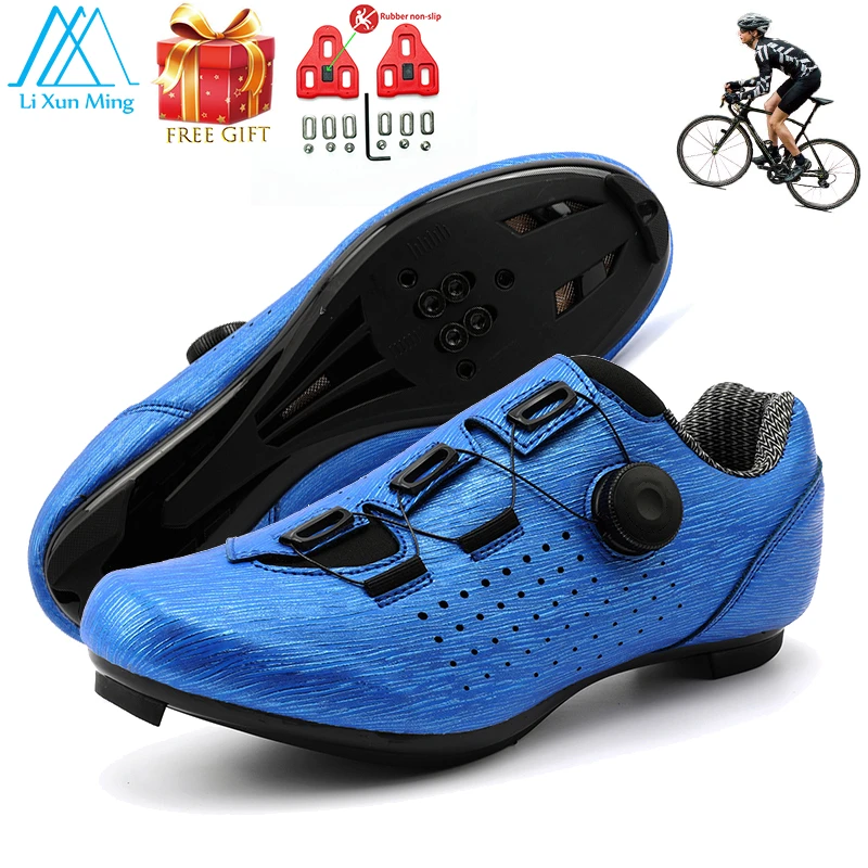 Men Blue Road Cycling Shoes Professional Outdoor Speed Cycling Sneakers