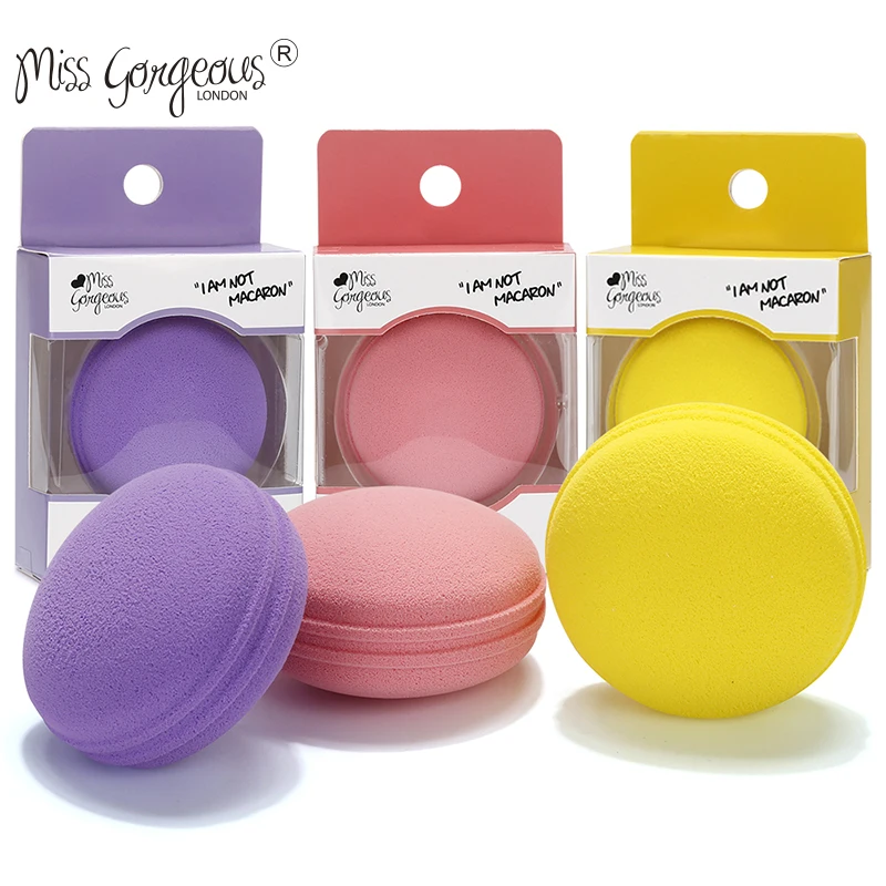 Бренд Miss Gorgeous beauty губка для макияжа сладкий Макарон круглой формы фиолетовый
