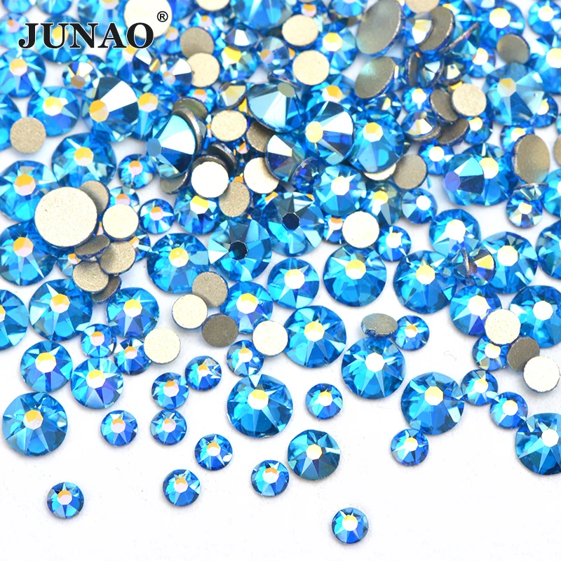 JUNAO 110 шт смешанный размер SS10 SS16 SS20 гиацинт AB стеклянные хрустальные стразы с плоской задней поверхностью камень для ногтей хрустальные стразы для украшения ногтей