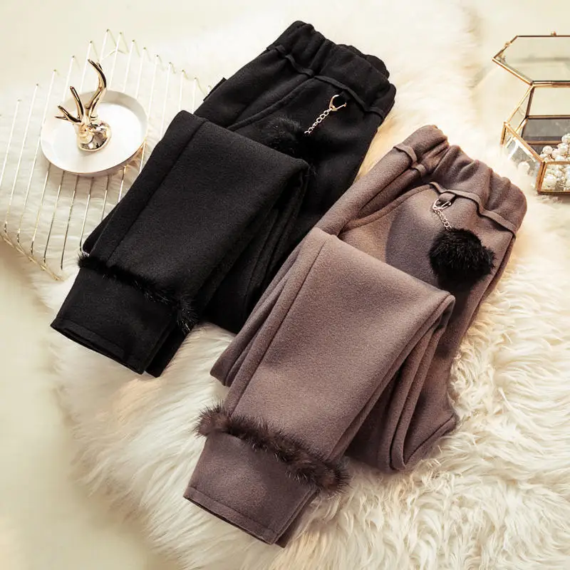 

Autumn Winter Woolen Harem Pants Warm Thicken Plus Size Pants Female Casual Streetwear Black Trousers Women Clothing 4XL Q1945