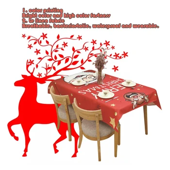 

New Christmas Table Cloth Dining Table Decoration Home Rectangular Party Table Cover Elk Snowman Tree Christmas Ornament