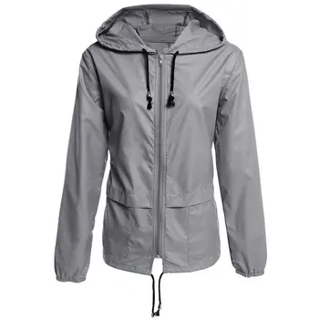 

Waterproof Hooded Zip Raincoat Women Rain Jacket Outdoor Coats Fashion Hiking Clothes