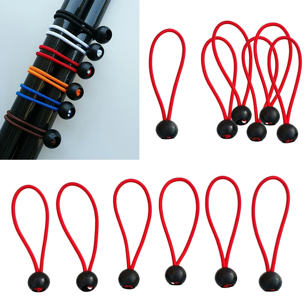 12pcs Ball Bungee Bungie Cord Heavy Duty Canopy Tarp Tie Downs 6'' Red