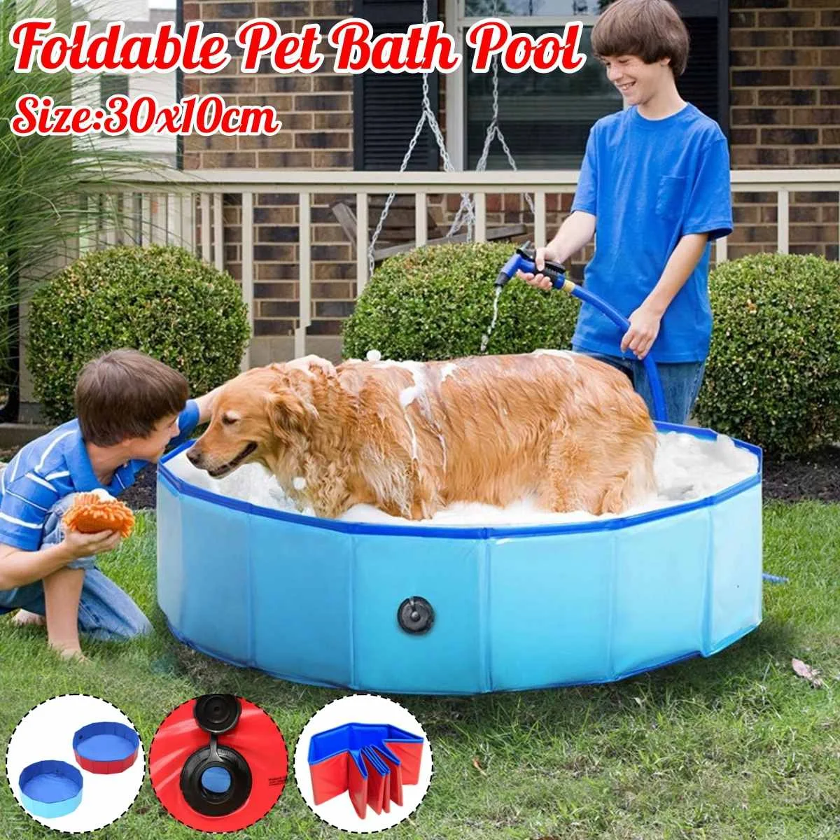 Perro de natación plegable en piscina mascotas piscina baño piscina bañera para plegable baño piscina para perros, gatos, niños