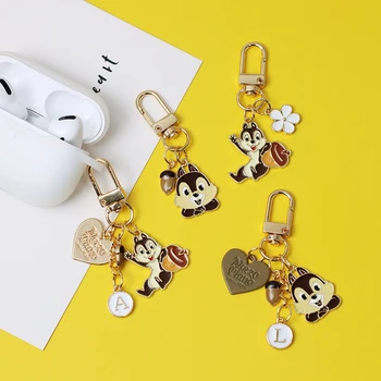 

2020 Cute Cartoon Chip Dale Squirrel Hazel Keychain Gold Color Bag Car Key Ring Key Chain Chaveiro For Women Keyring D471