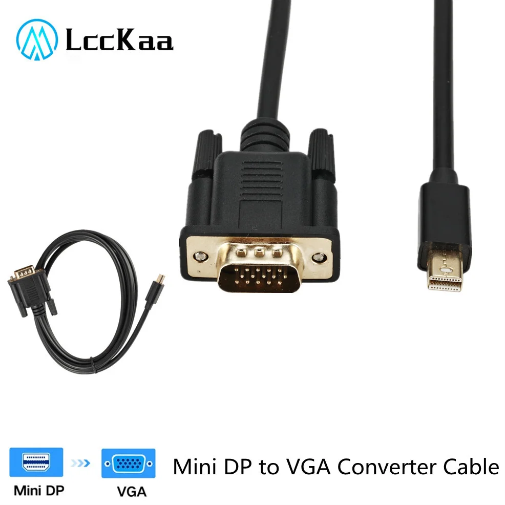 DisplayPort to VGA Cable Adapter 1.8M 1080P For HDTV Monitor MacBook Air Pro