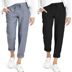 Летние штаны-шаровары женские осенние брюки 2019 г. ZANZEA эластичная талия Pantalon женские Палаццо Drawstring Solid Sweatpant плюс размер