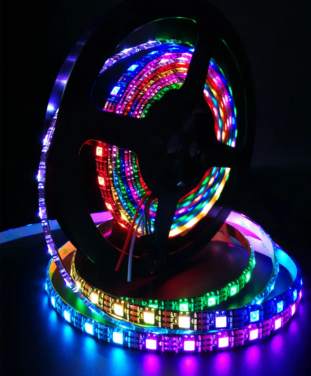 

5M DC5V WS2812B Led Strip Light Individually Addressable Smart RGB Pixel 30/60/144leds/m White/Black PCB Waterproof IP30/65/67