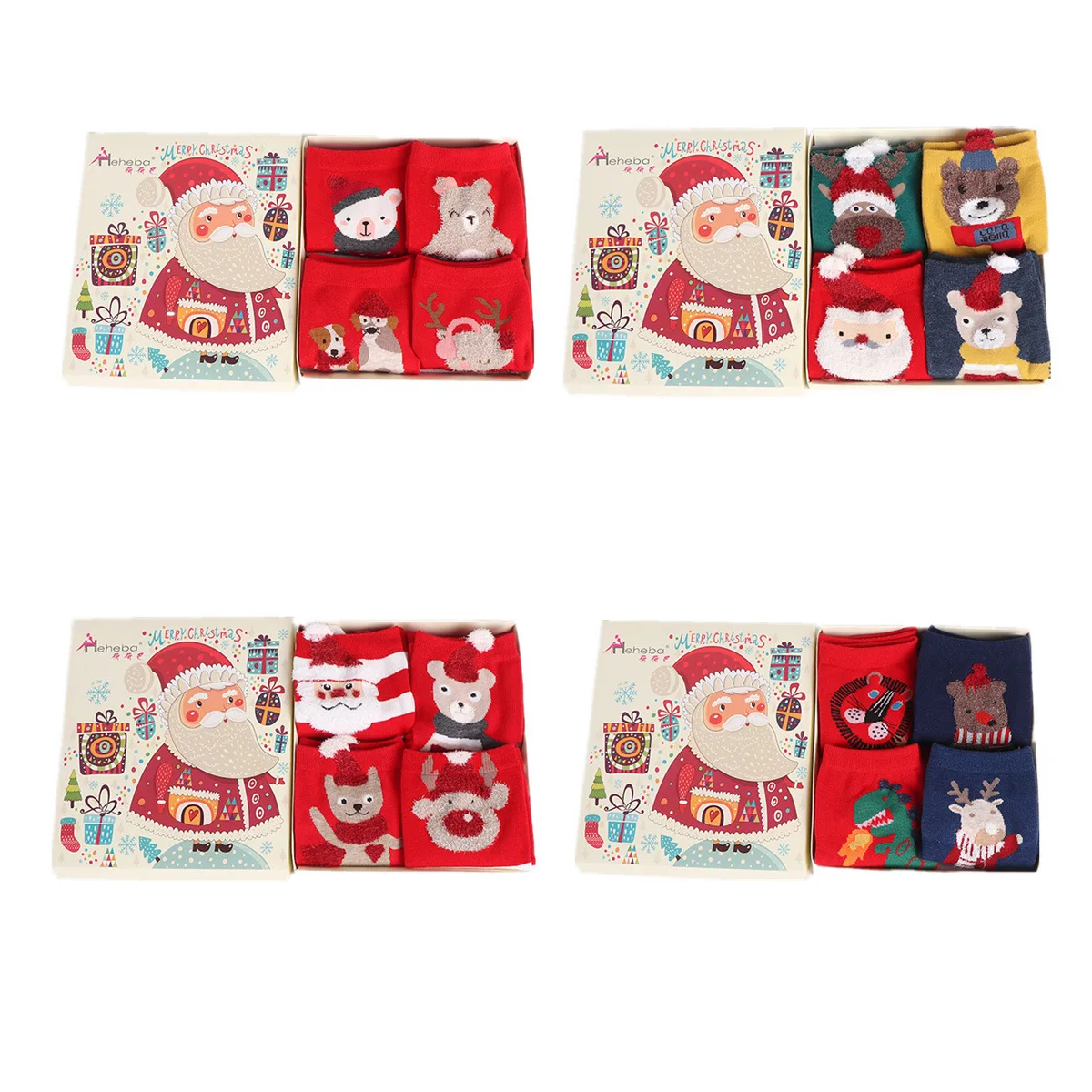 

Носки женские короткие из чистого хлопка, милые повседневные рождественские Мультяшные рождественские подарки, 4 пары на весну и лето