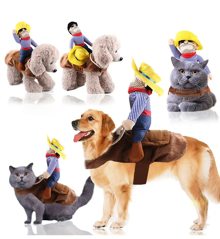 

Cool Cute Pet dog Costume Pet Suit Cowboy Rider Style Clothes