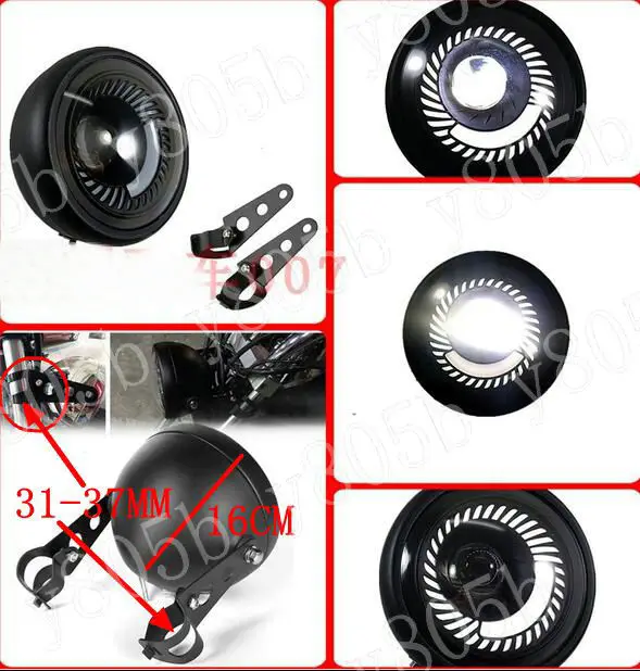 Светодиодный фонарь для мотоцикла+ крепление для Honda Yamaha Suzuki Kawasaki Bobber Custom Chopper Cruisers Street Bike - Цвет: 31-37MM
