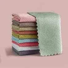 

5/10 Pcs Kitchen Anti-Grease Wiping Rags Efficient Fish Scale Wipe Cloth Cleaning Cloth Kitchen Tools Microfiber