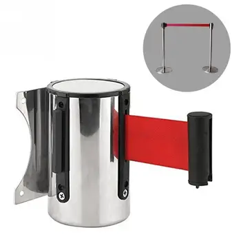 

Wall Mount Stainless Steel Outdoor Red Belt Barrier Stanchion Queue Sport Protective Tape Retractable Ribbon 2m/ 5m
