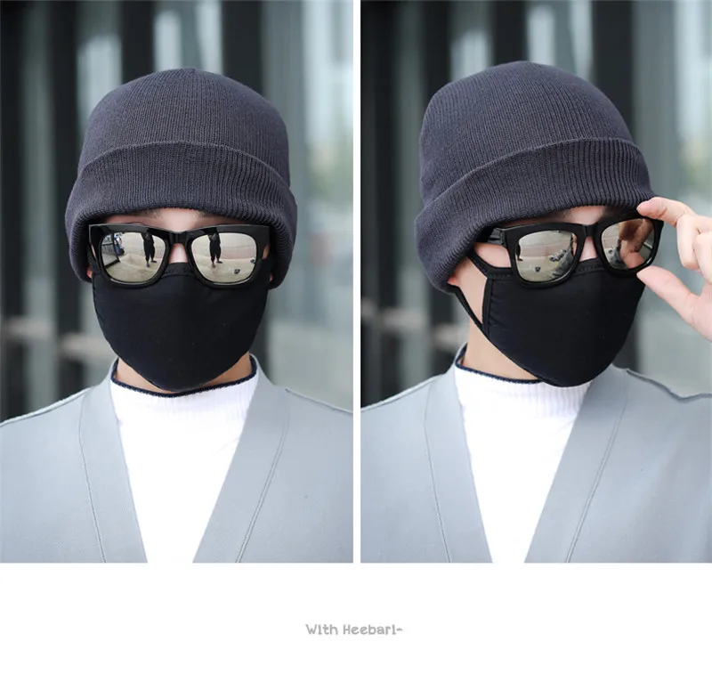 1PCS Casual Earmuffs Skullies Beanies Men Women Warm Knitted Winter Hat Fashion Solid Hip-hop Beanie Hat Winter Hats For Men