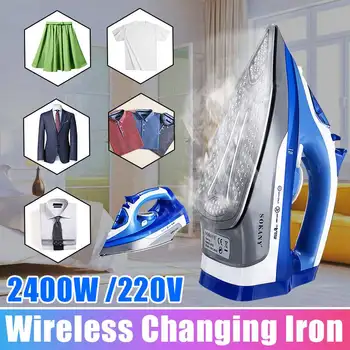 

2400W Cordless Electric Steam Iron Ironing Machine Garment Flatiron Non-stick Soleplate AC 220V Adjustable Thermostatic Control