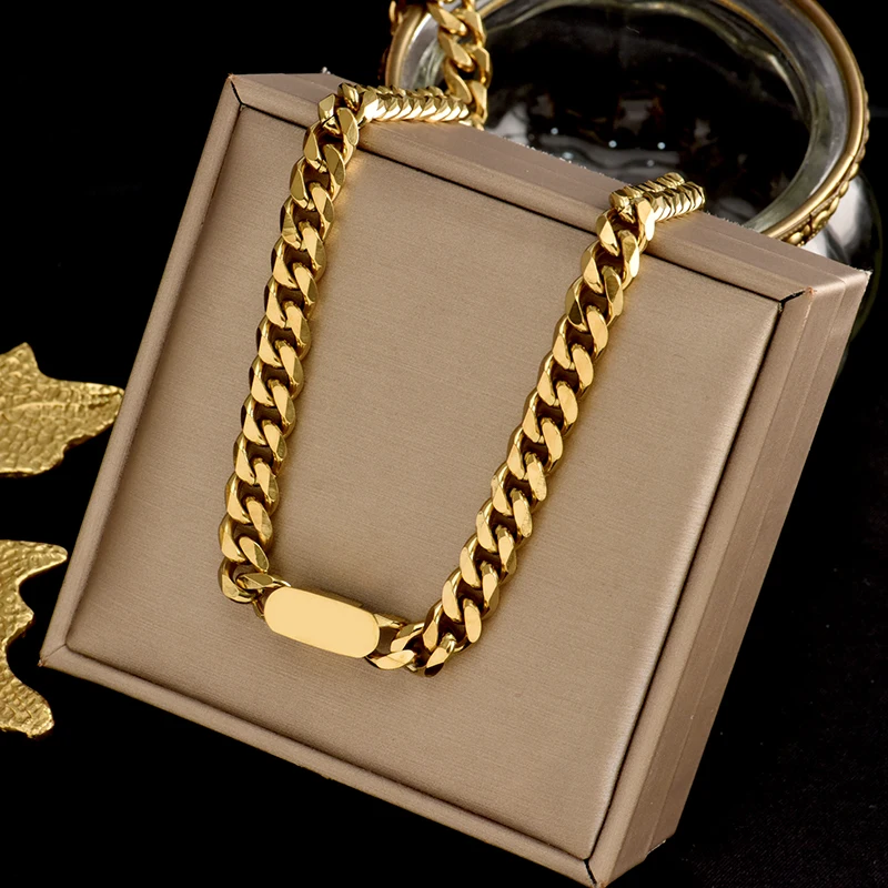 Stainless steel European and American thick chain necklace fashion INS web celebrity hip-hop niche cold wind collarbone | Украшения и