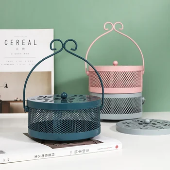 

Portable Lid Handle Creative Mosquito Coil Tray Iron Fireproof Mosquito Holder Mosquito Coil Box Furnace Mosquito Coil