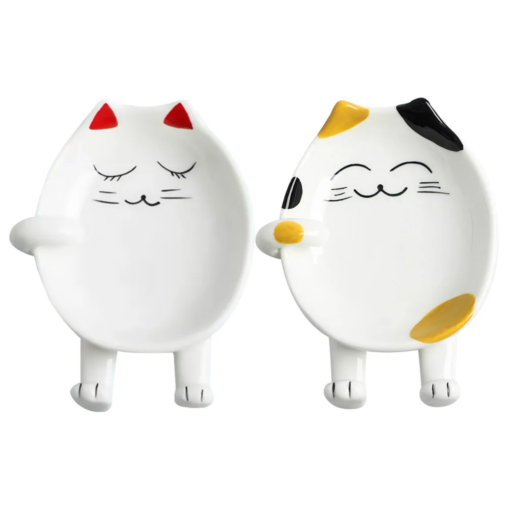 

2Pcs Cartoon Ceramic Pot Cover Holder Pot Shovel Rack Chopstick Spoon Shelf