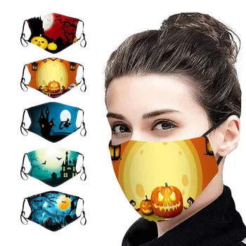 

5PC Halloween Print Mouth Mask Dustproof Protection Face Mask Washable Reusable Earloop Mask for face Mascarillas Masque
