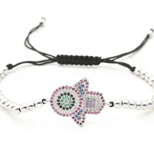 Золото серебро микро pave cz Кубического циркония Веревка Регулируемый браслет из медного бисера fgs4x ручной Шарм плетеные браслеты ювелирные изделия для женщин