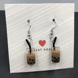 2019 Новое поступление ручной работы жемчуг молоко чай кофе серьги с чашками для корейских минималистичных женщин подарок серьги ювелирные