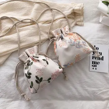 

Women Flower Lace Embroidery Ethnic Vintage Shoulder Bags Handbag Tote Drawstring Crossbody Satchel Purse