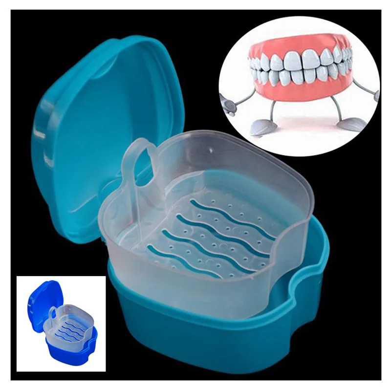 

Denture Bath Box Case Dental False Teeth Storage Box with Hanging Net Container Hygienic And Clean Denture Storage Box
