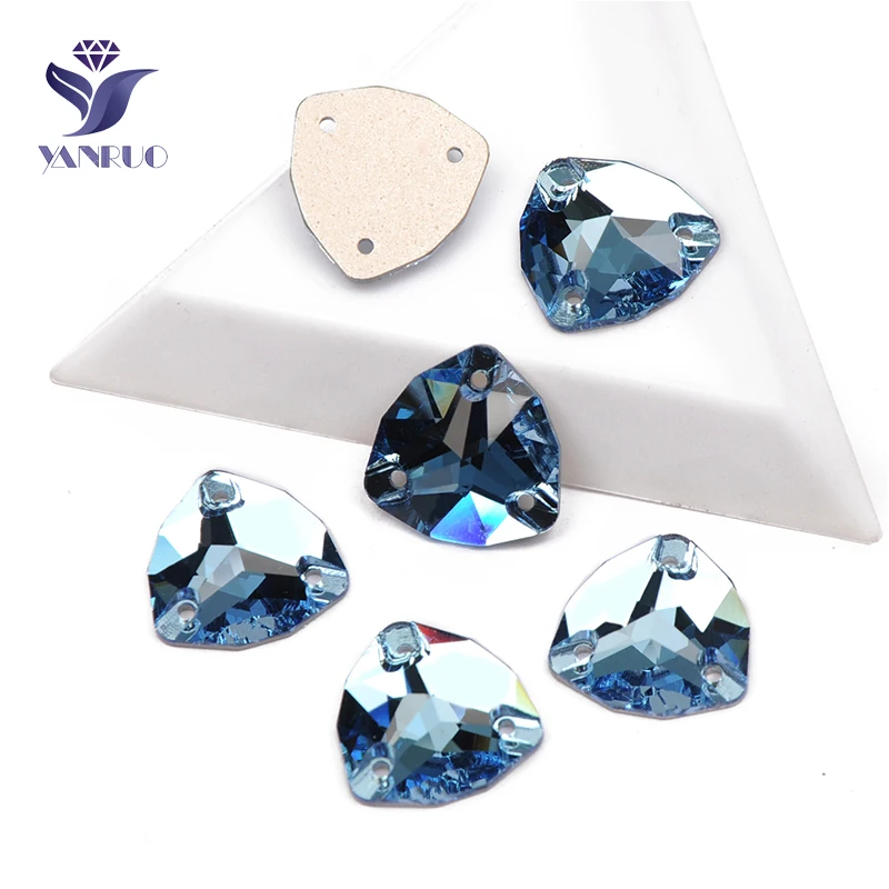 Aquamarine YANRUO 3272 триллиантные пришитые камни Блестящие Стразы DIY Стразы для шитья с плоской задней частью стеклянные стразы для изготовления одежды - Цвет: Aquamarine