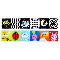 Pare choc de berceau en tissu pour bébé, jouets de développement précoce et d'activité, premier livre Double face, motif Animal mignon pour bébés 