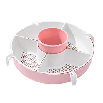 

Hot Pot Detachable Strainer 5 Compartments Drain Basket Kitchen Vegetable Fruit Washing 360 Rotating Double Layer Portable
