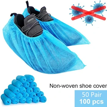 

100Pcs Non-woven Shoe Cover Boot Cover Disposable Shoe Cover for Indoor Hospital and Building Non-slip Water Resistant(50 Pair)