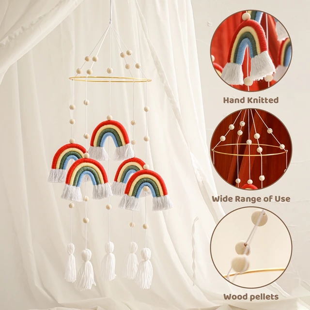 Baby Rainbow Bed Bell Rattles Toys 0-12 Months Crib Mobiles Toy Musical Box Kid Room Bed Hanging Decor Nursing Children Product 3