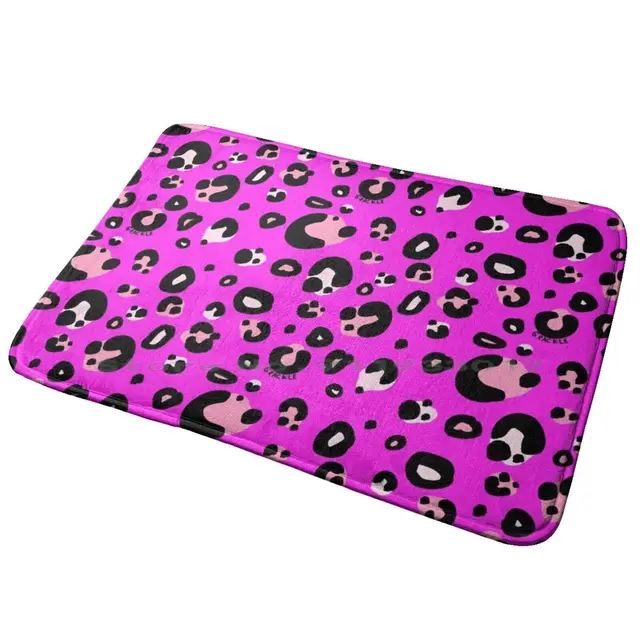 Hot Pink Leopard Print Entrance Door Mat Bath Mat Rug Gen Z Generation Z Millennials Alpha Babby Boomers Silent Generation We