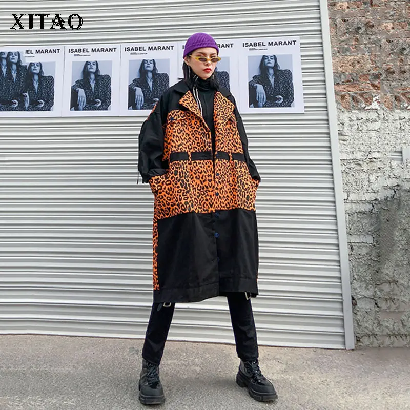 XITAO уличная одежда размера плюс пальто для женщин Винтажная кисточка Леопардовый
