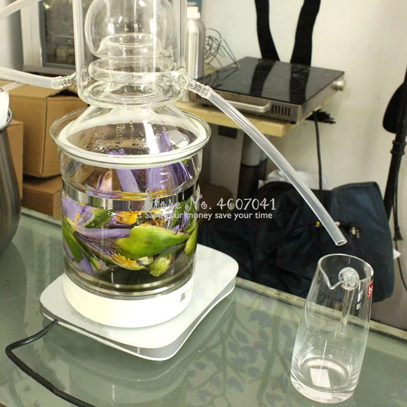 Стеклянная китайская медицина дистиллятор для домашнего вина чистая роса машина мини эфирное масло рафинирование оборудование электрическое отопление пивовар