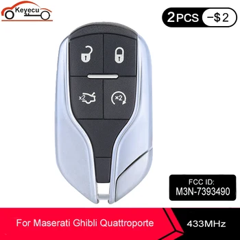 

KEYECU Replacement Smart Remote Key 4 Buttons 433MHz ID46 Chip FOB for Maserati Ghibli Quattroporte 2012-2014 2015 M3N-7393490