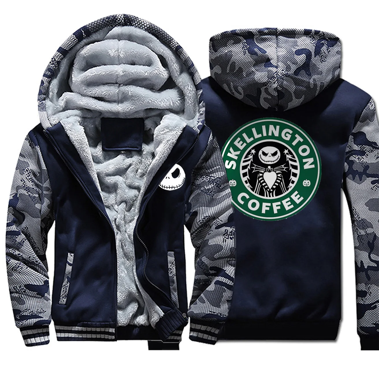 

Jack Coffee Winter Jacket Men Camo Fleece Thicken Warm Mens Jackets And Coats Hoodies Sweatshirt Horror Sportswear Male Hoodie