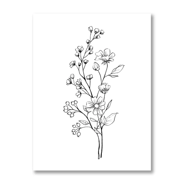 Flowers-Abstract-Plants-Sketch-Pencil-Drawing-Canvas-Prints-Wildflowers-Botanical-Black-White-Wall-Art-Pictures-Painting (1)