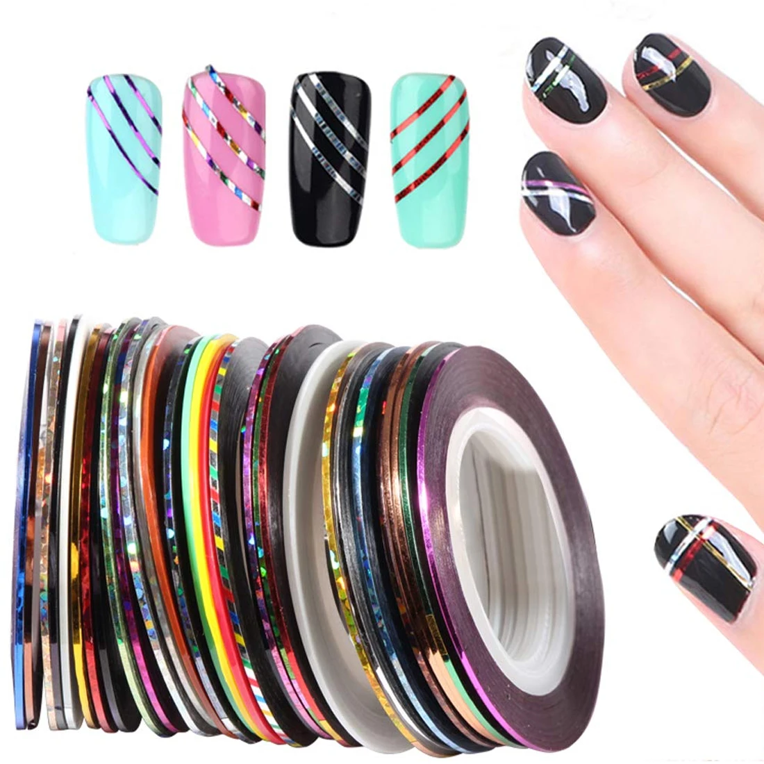 1pcs/5pcs Width Nail Line Radium Nail Line Tape Sticker Roll Nail Art Decoration Sticker Nail
