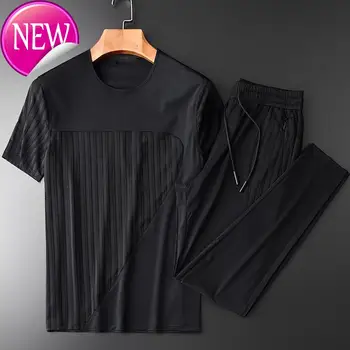 

summer suit Men's (T-shirt + pants), short sleeve suit, men's Kurdish luxury, large 3XL