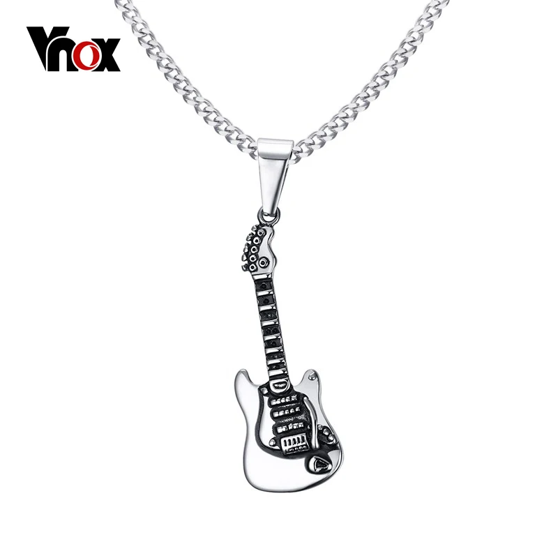 Vnox в стиле панк рок Гитары Цепочки и ожерелья Для мужчин Jewelry Нержавеющая сталь