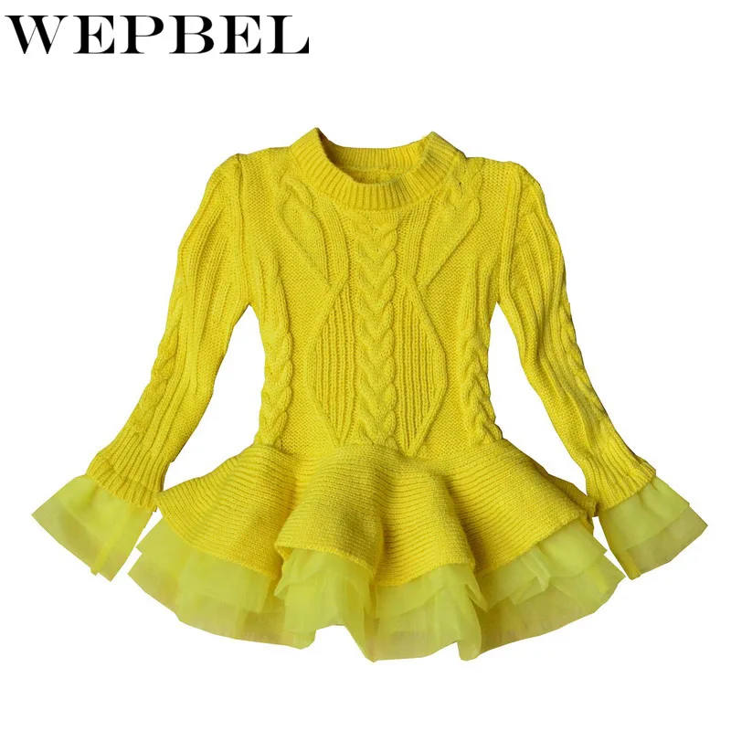 WEPBEL/плотное теплое платье Forzen для девочек; платья для свадебной вечеринки; вязаная шифоновая зимняя детская одежда для девочек; одежда для детей; платье для девочек