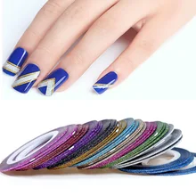 NEW 1mm 6 Color Glitter Nail Striping Line Tape Sticker Set Art Decorations DIY Tips For Polish Gel Rhinestones Decorat