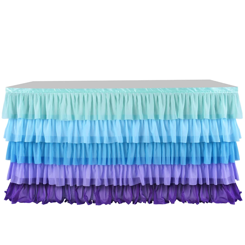 Rainbow Tablecloth Table Skirt 6 Colors Rectangular Table Birthday Party Christmas Decoration Easy To Install