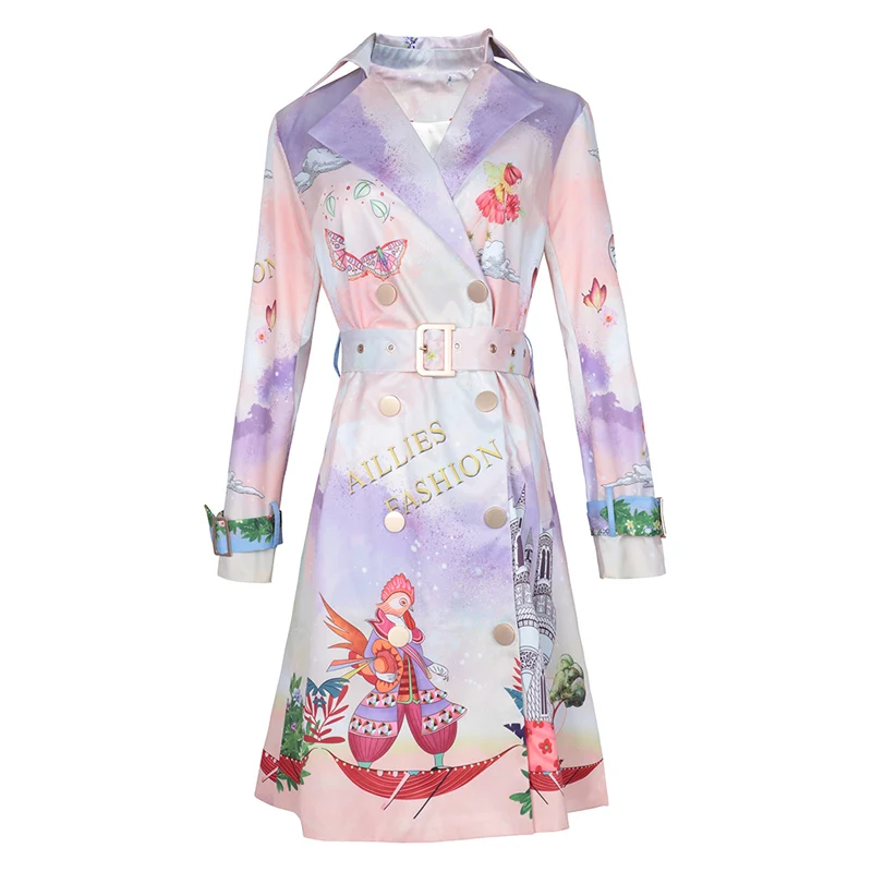 Женская модная одежда и верхняя AILLIES FASHION с принтом большой размер плащ отложным